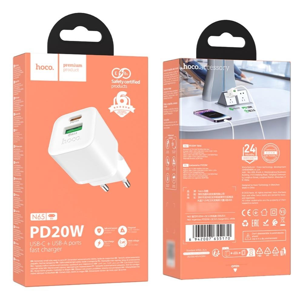 ������� �������� ���������� Hoco N65 USB/ Type-C PD QC white
