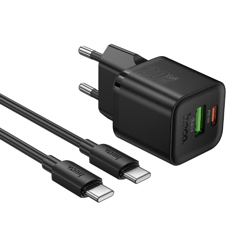 ������� �������� ���������� Hoco N65 USB/ Type-C PD QC black + ������ Type-C to Type-C