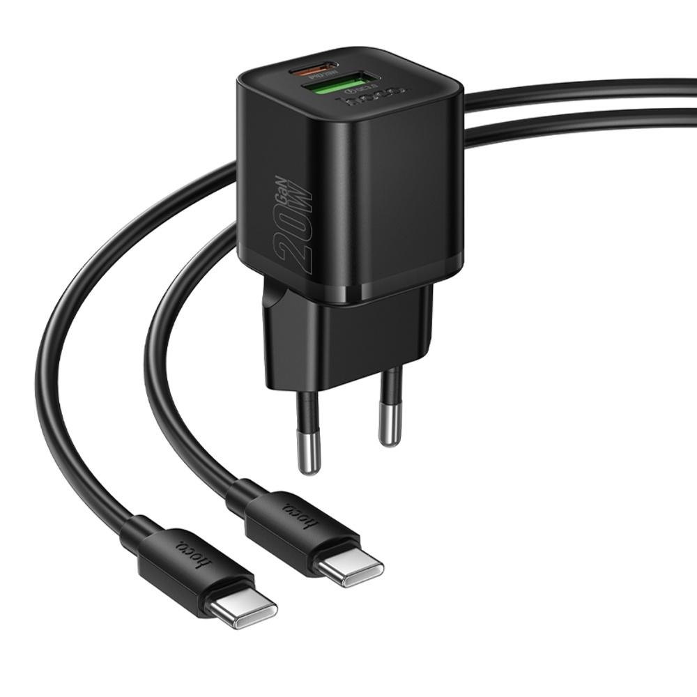 ������� �������� ���������� Hoco N65 USB/ Type-C PD QC black + ������ Type-C to Type-C