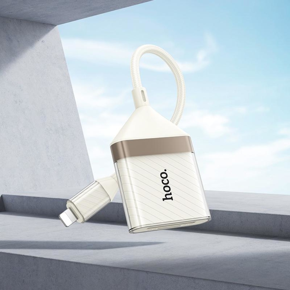 ������� ���������� Hoco UA40 2-in-1 Lightning to TF/SD apricot