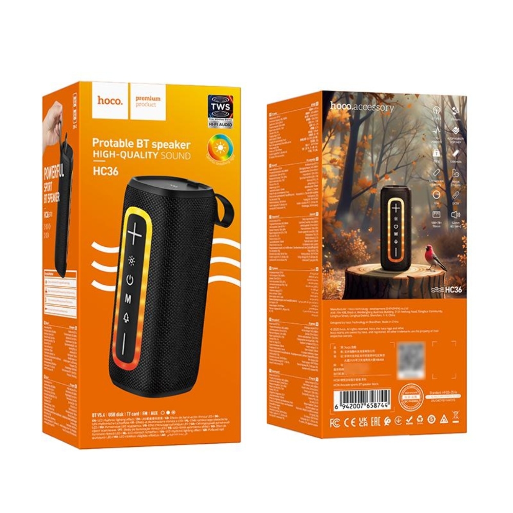 ����������� Bluetooth ������� Hoco HC36 � LED ���������� black