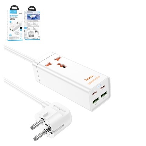 ������� �������� ���������� Hoco AC10A, Power Delivery (65 ��), ����, � ��������, 4 �����, GaN, #6942007601689