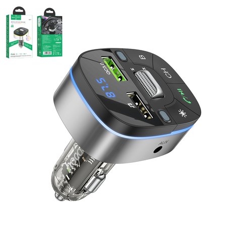 FM-����������� Hoco E71, ������, � ��������, USB ���-A, 2 �����, 18 ��, Quick Charge, 12-24 B, #6931474789075