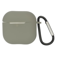 Чехол силиконовый с карабином для Apple AirPods/ AirPods 4 цвет 02 светло-серый