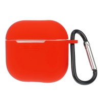 Чехол силиконовый с карабином для Apple AirPods/ AirPods 4 цвет 04 красный