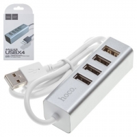 Мультиадаптер хаб Hoco HB1, 4 в 1, USB на 4 USB 2.0 (F), 80 см