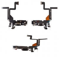 Плата зарядки Apple iPhone 14 Pro, шлейф коннектора зарядки, чорний, с микрофоном, High Copy