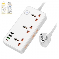 Сетевое зарядное устройство Hoco AC8A, Power Delivery (30 Вт), білий, с розеткой, 4 порта, #6942007600101