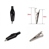 Зажим крокодил, 28 мм, чорний