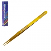 Пинцет монтажный Mechanic AA-KING11, прямой, 140 мм, золотистий