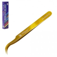 Пинцет монтажный Mechanic AA-KING15, изогнутый, 117 мм, золотистий