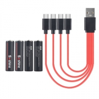���������� AA Soshine AA/HR6, 1,5 B, Li-ion, 4 ��., � �����, c �������, (2600mWh), ����������� �� USB Type-C | ���, �������, �����������